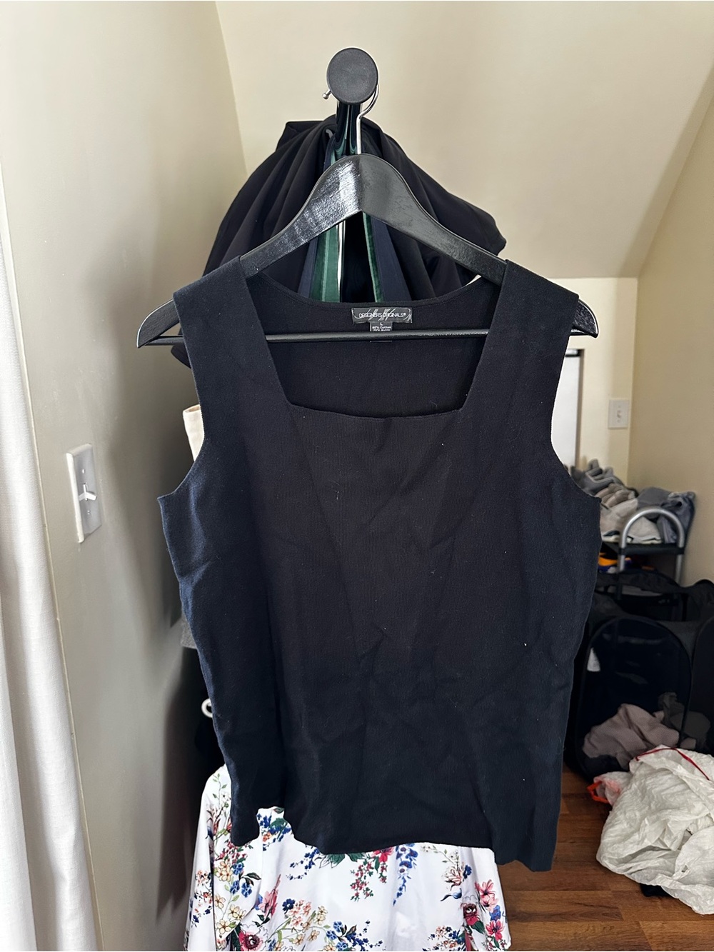 Designers Originals Black Square Neck Sleeveless Top